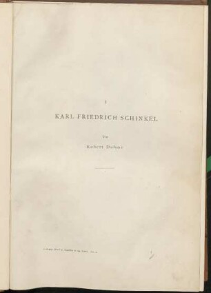 I. Karl Friedrich Schinkel