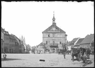 Geithain. Markt mit Pferdewagen