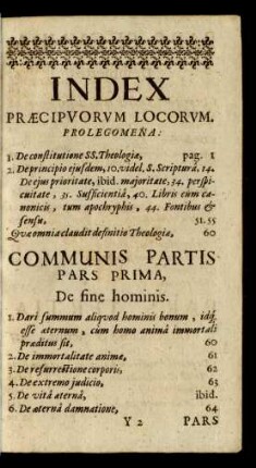 Index Praecipuorum Locorum.