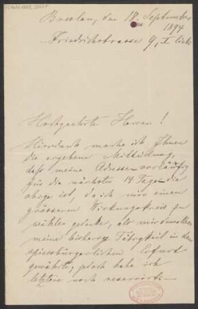 Brief an B. Schott's Söhne : 18.09.1894
