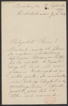Brief an B. Schott's Söhne : 18.09.1894
