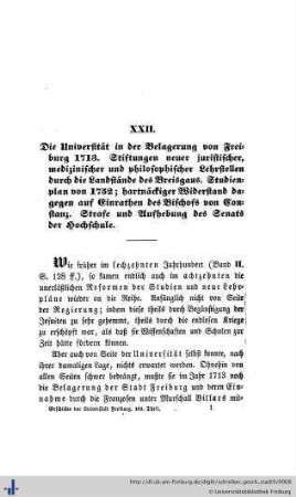 XXII.Die Universtät in der Belagerung von Freiburg 1713