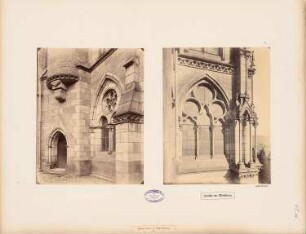 Auditoriengebäude der Philipps-Universität Marburg: Südflügel, links Nebeneingang, rechts Fensterzone über dem Eingang am Lahntor