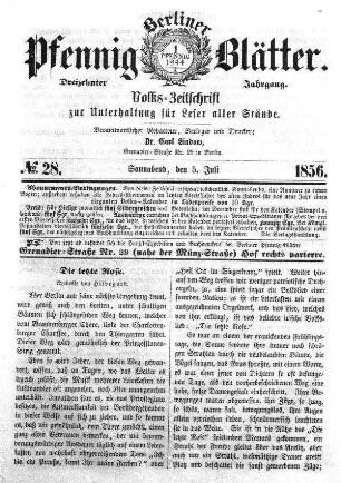 No. 28, Sonnabend, den 5. Juli