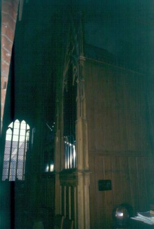 Orgel von Friedrich Friese  (1871; Restaurierung: Orgelbauwerkstatt Wegscheider, 31.10.2001 abgeschl.). Parchim, Pfarrkirche St. Georgen