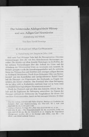 Das holsteinische Adelsgeschlecht Wittorp und sein Adliges Gut Neumünster : (Fortsetzung und Schluß)
