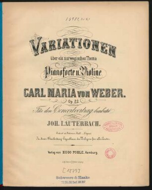 Variationen über ein norwegisches Thema für Pianoforte u. Violine : op. 22