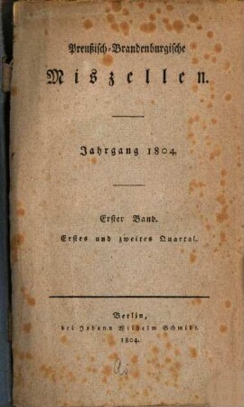 Preußisch-Brandenburgische Miszellen. 1805,[1]