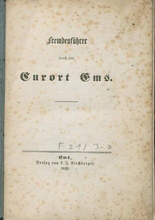 Fremdenführer durch den Curort Ems