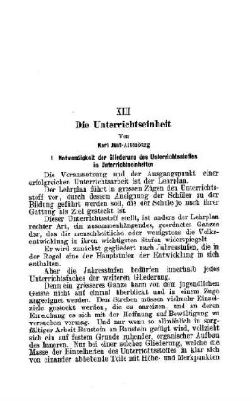 Die Unterrichtseinheit