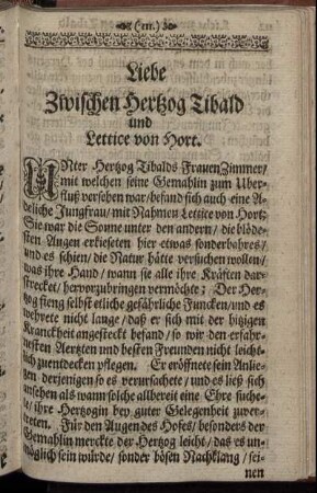 Liebe zwischen Herzog Tibald und Lettice von Hort.