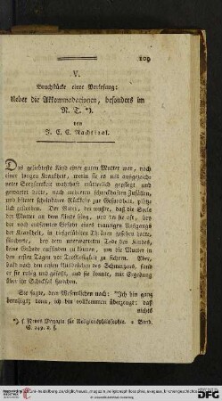 V. Bruchstücke einer Vorlesung: Ueber die Akkommadationen, besonders im N. T.