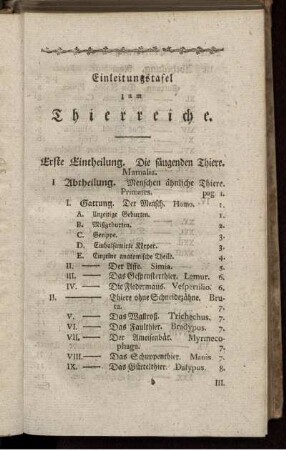 Einleitungstafel zum Thierreiche.