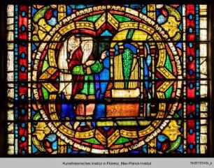 Typologischer Zyklus der Apsisfenster : Linkes Fenster A-VIII : Aarons blühender Stab