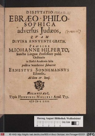 Disputatio Ebraeo-Philosophica adversus Judaeos
