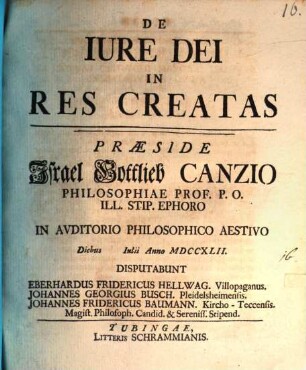 De iure Dei in res creatas