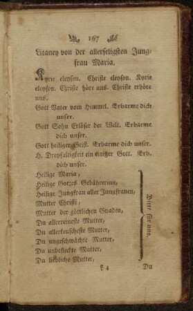 Litaney von der allerseligsten Jungfrau Maria. - Litaney von allen Heiligen.