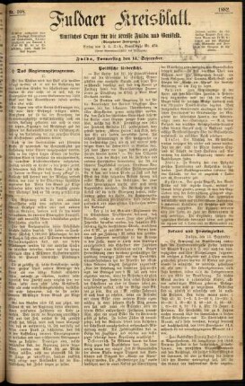 Erste Ausgabe vom Donnerstag, den 14. September 1882.