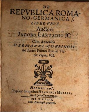 De Republica Romano-Germanica Liber Unus