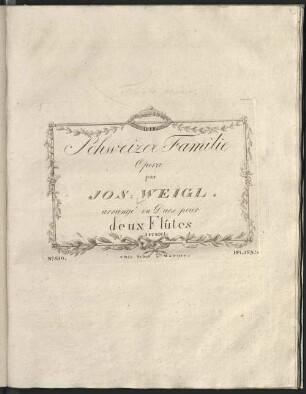 Die Schweizer Familie : opera ; arrangé en duos pour 2 flûtes