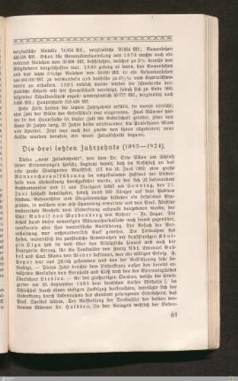 Die drei letzten Jahrzehnte 1895-1924