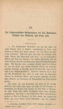 113-140 Die kirchenrechtlichen Anschauungen des heiligen Ambrosius, Bischofs von Mailand, und seiner Zeit