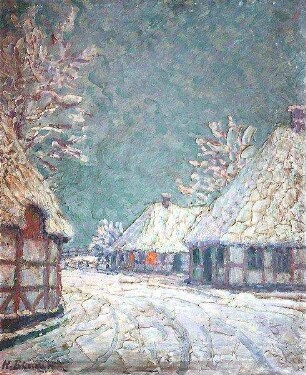 Abendstraße im Schnee (Alsen)