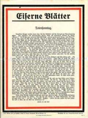 Patriotisches Flugblatt aus der Reihe "Eiserne Blätter", Nr. 8: "Totensonntag"