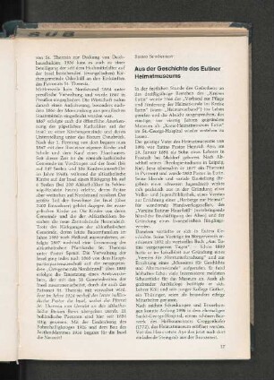 Aus der Geschichte des Eutiner Heimatmuseums