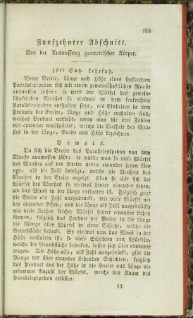 Funfzehnter Abschnitt. Von der Ausmessung geometrischer Körper