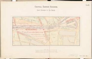 Hauptbahnhof Hannover Schinkelwettbewerb 1869: Lageplan Güterbahnhof 1:1250; Maßstabsleiste