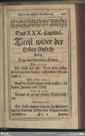 Das XXX. Capittel. Trost wider der Hellen Anfechtung