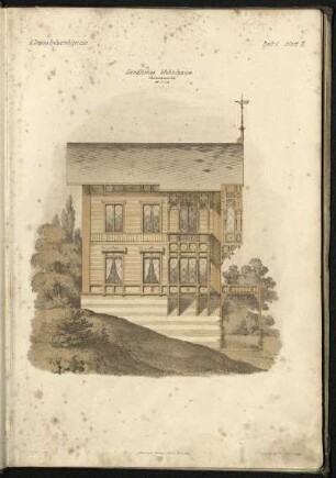 "Ländliches Wohnhaus. Seitenansicht."
