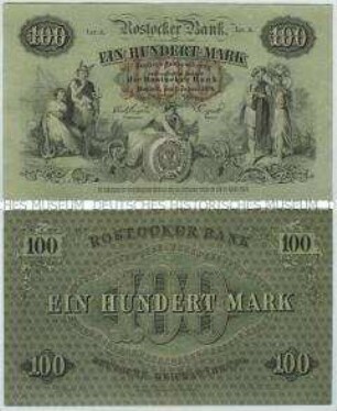 Deutsches Reich, Banknote, Rostocker Bank, Hundert Mark, 1874