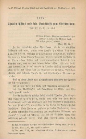 505-518 Thrasea Pätus und sein Verhältniß zum Christenthum