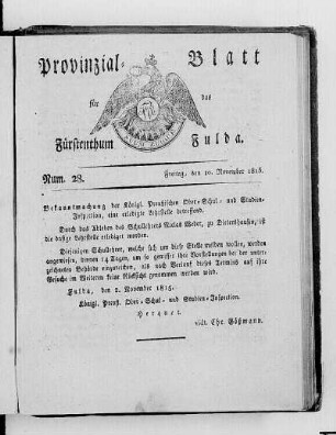 Num. 28., Ausgabe vom 10. November 1815