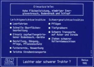 Leichter oder schwerer Traktor?