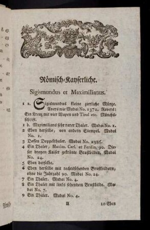 1-20, Römisch-Kayserliche. Russisch-Kaiserliche. Spanische. Portugiesische. Französische. Englische. Schottländische.