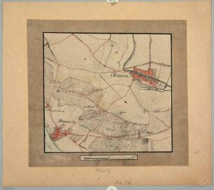 Lageplan der Dörfer Blasewitz an der Elbe und Striesen östlich von Dresden, dazwischen das "Blasewitzer Tännicht", darunter ein Maßstab in Dresdner Ellen