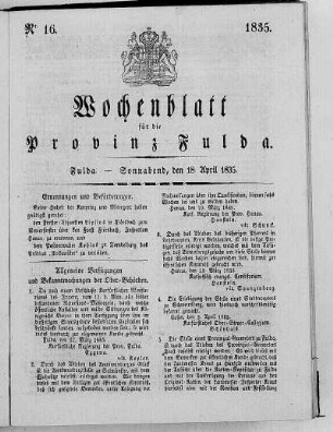 Nr. 16, Ausgabe vom 18. April 1835