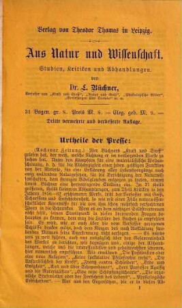Kraft und Stoff : naturphilosophische Untersuchungen auf thatsächlicher Grundlage