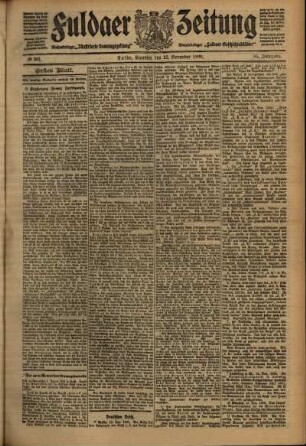 Erste Ausgabe vom Samstag, den 13. November 1909.