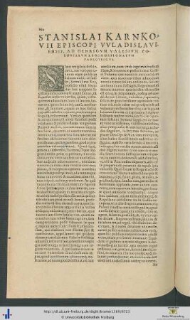 Stanislai Karnkovii Ad Henricum Valesium Panegyricus