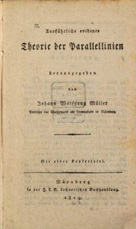 Ausführliche evidente Theorie der Parallel-Linien