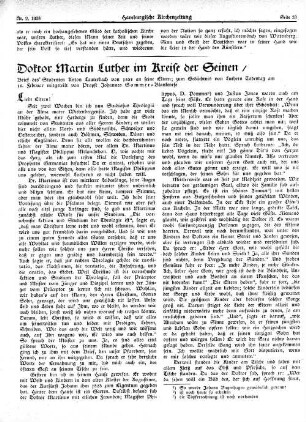 Doktor Martin Luther im Kreise der Seinen : Brief des Studenten Anton Lauterbach von 1538 an seine Eltern; zum Gedächtnis von Luthers Todestag am 18. Februar