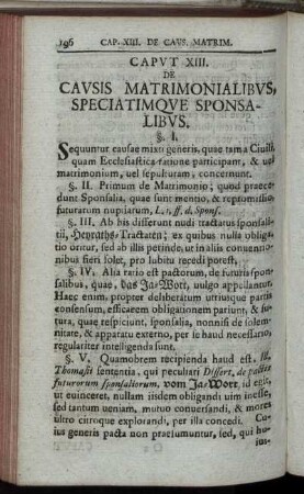Caput XIII. De Causis Matrimonialibus, Speciatimque Sponsalibus.