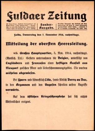 Ausgabe vom Donnerstag, den 05. November 1914.