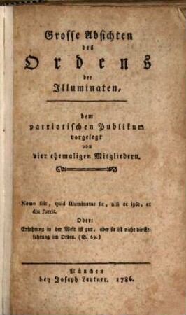 Grosse Absichten des Ordens der Illuminaten