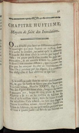 Chapitre Huitieme. Moyens de faire des Inondations.