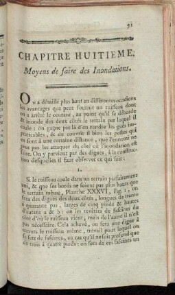 Chapitre Huitieme. Moyens de faire des Inondations.